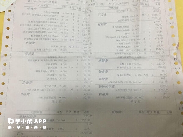 某患者在湖南省妇幼做试管婴儿的费用清单